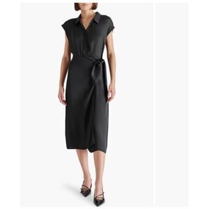 STEVE MADDEN Desiree Faux Wrap Midi Dress  Black XL NWT